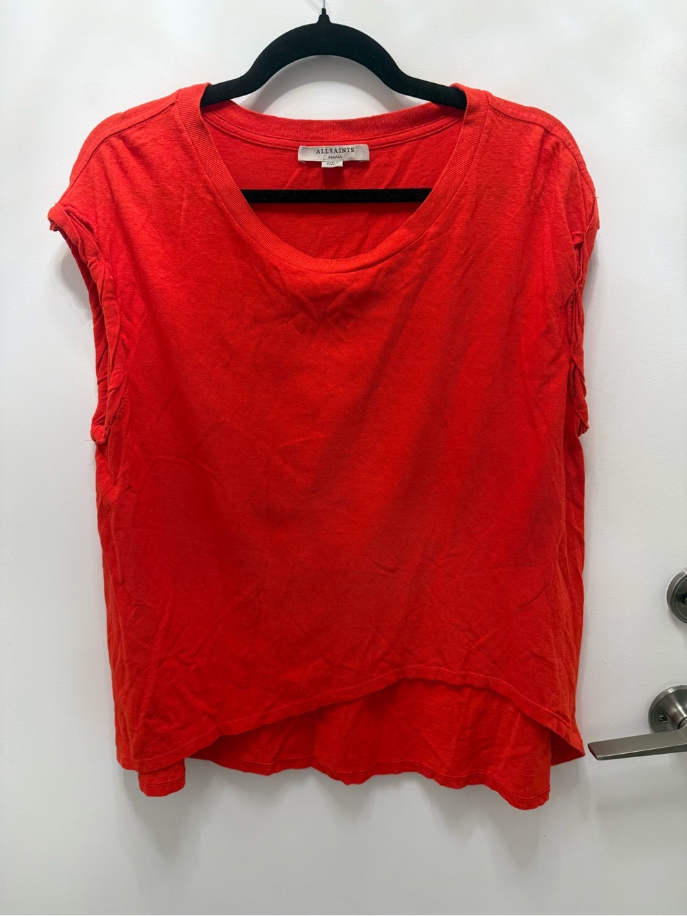 All Saints Red/Orange Cotton/Linen Cap Sleeve Tank